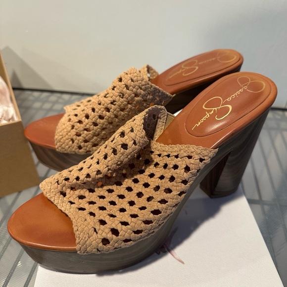 Jessica Simpson Shoes - Jessica Simpson Camel Woven Mules